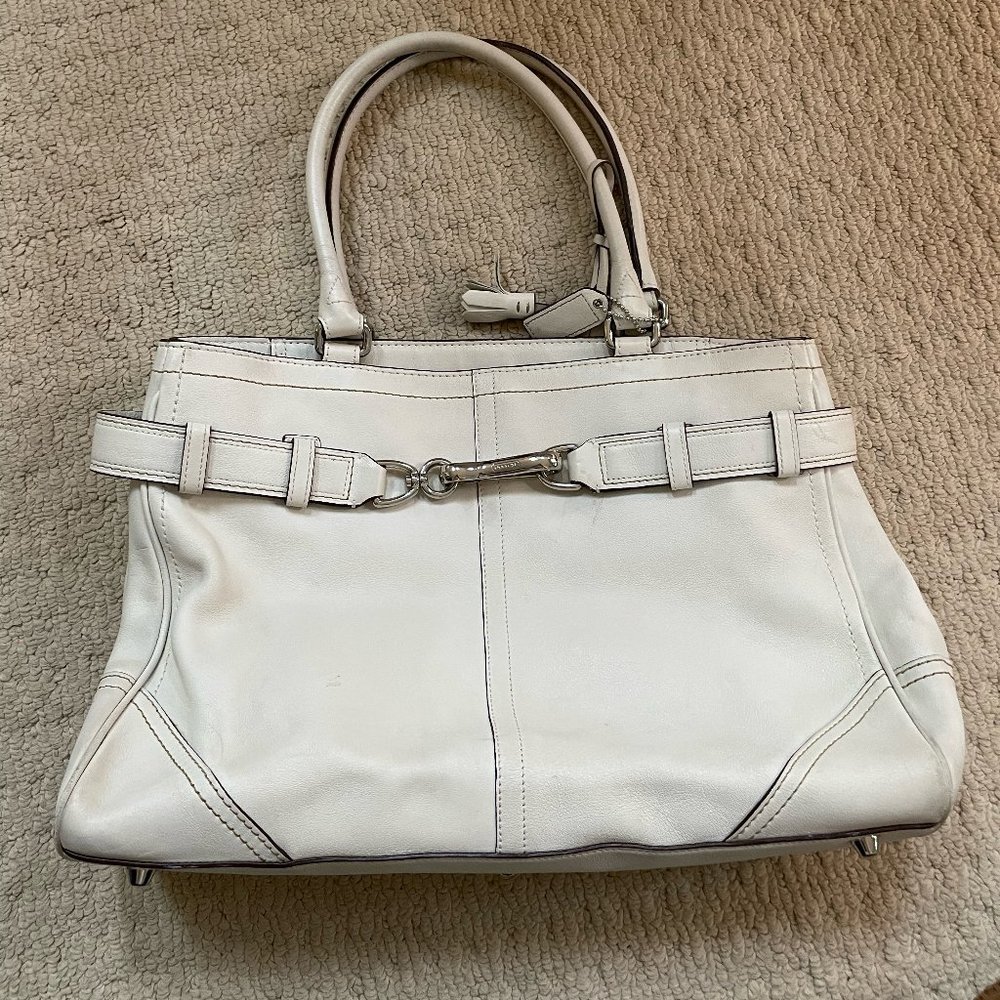 Coach white leather purse